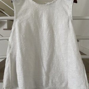 Banana Republic Ivory Tweed Frayed Trim Sleeveless Lined Back Zipper Top XXL